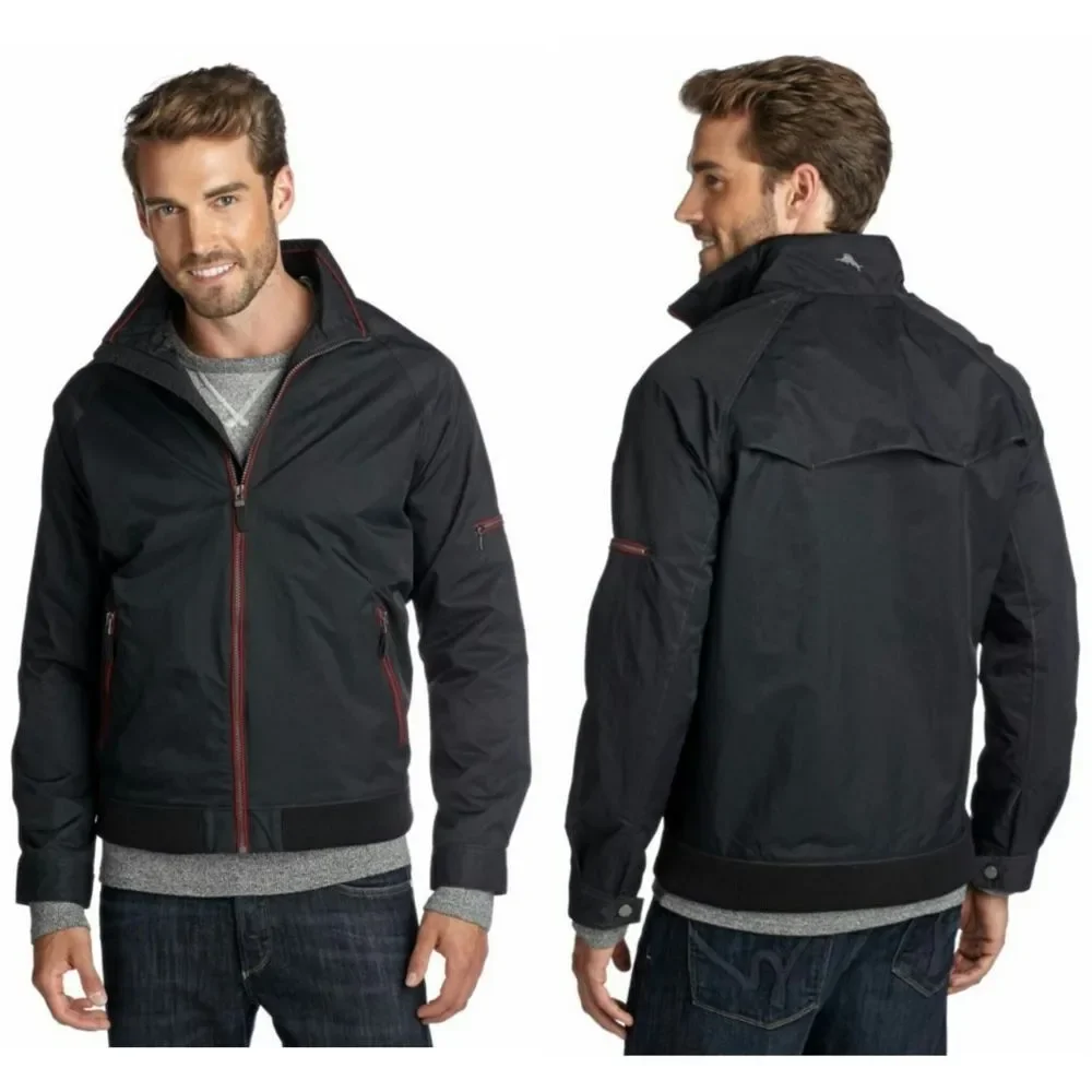New! TOMMY BAHAMA Catamaran Cruiser Men's Black Jacket Size XXL 2XL Zip-Front